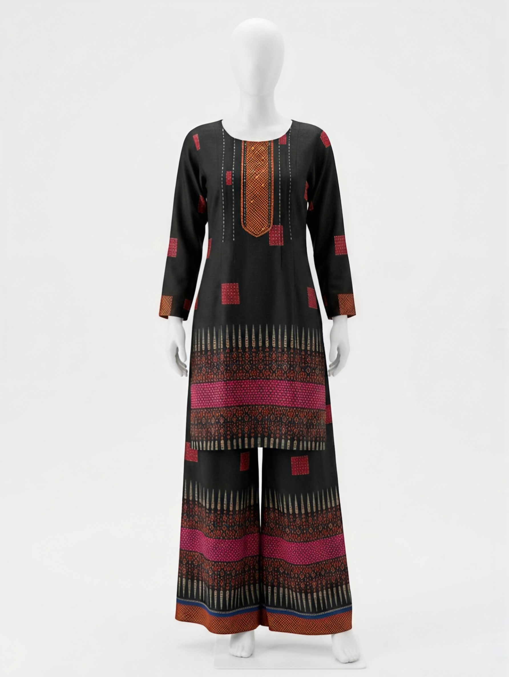 Midnight Ebony Gaji Silk Printed Co-ord Set